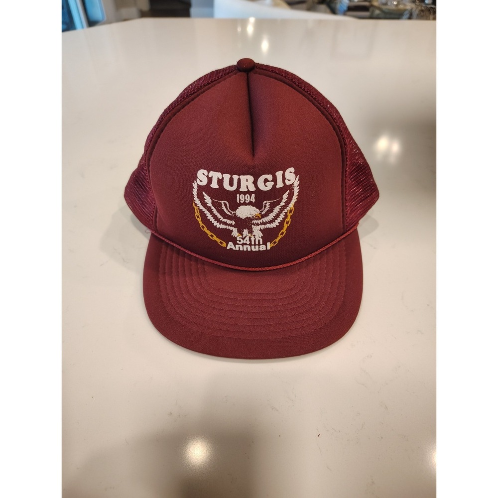 Sturgis 1994 54th Annual Trucker Hat Snapback Mesh Foam Maroon Eagle Vintage